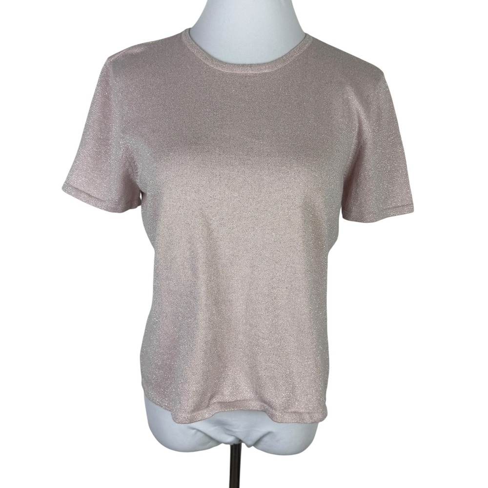 First Issue Liz Claiborne Women's XL Pink Metallic Shimmer Knit Top